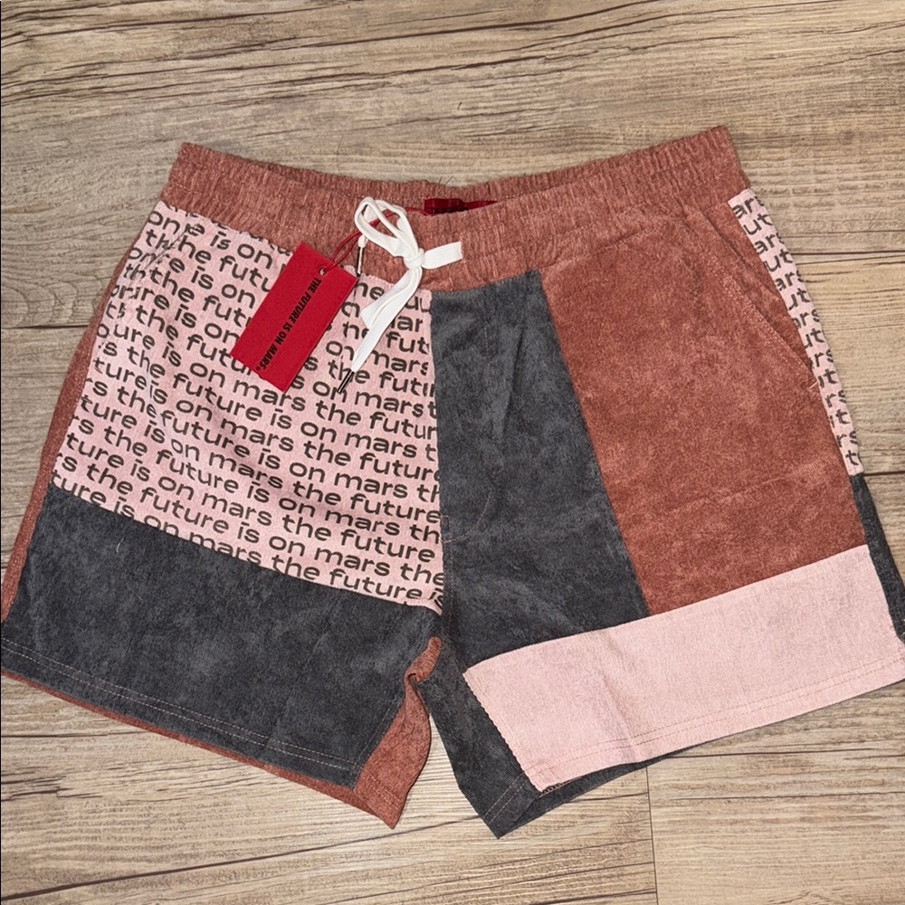 New with tags The Future is on Mars TFIOM men’s patchwork shorts size Large L